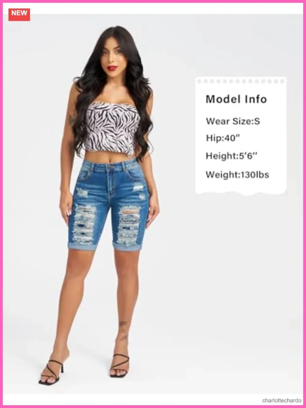Distressed Jean Shorts with Rolled Hem High Stretch
